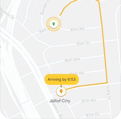 Real-time delivery tracking map showing a delivery route in Accra