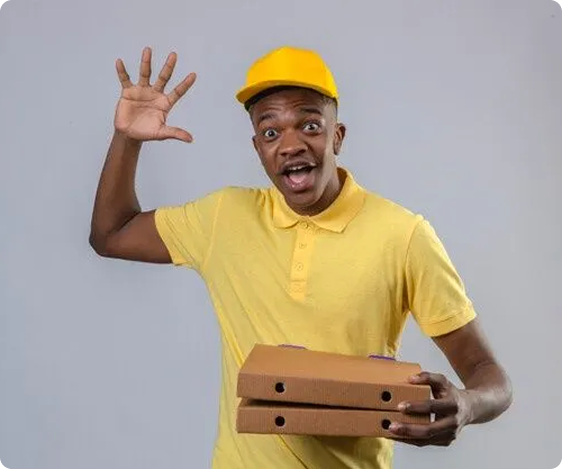 BYB delivery professional in uniform ready to deliver packages in Accra